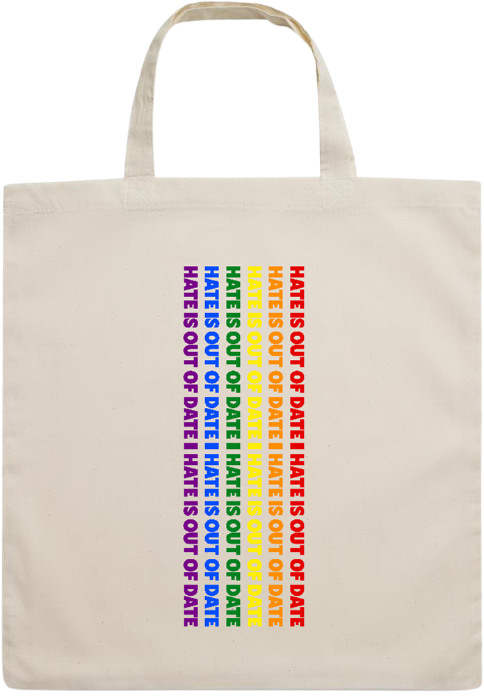 Hate is Out of Date Design - Essential short handle cotton tote bag_BEIGE_front