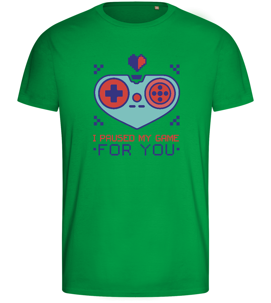 I Paused My Game Design - Basic men's fitted t-shirt_MEADOW GREEN_front