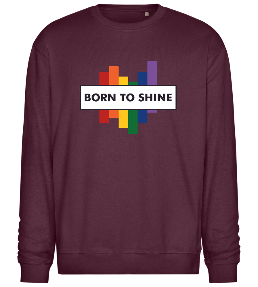 Born To Shine Rainbow Design - Comfort Essential Unisex Sweater_BORDEAUX_front