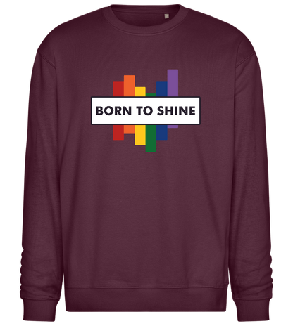 Born To Shine Rainbow Design - Comfort Essential Unisex Sweater_BORDEAUX_front