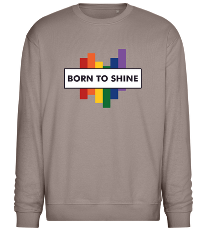 Born To Shine Rainbow Design - Comfort Essential Unisex Sweater_CHARCOAL CHIN_front