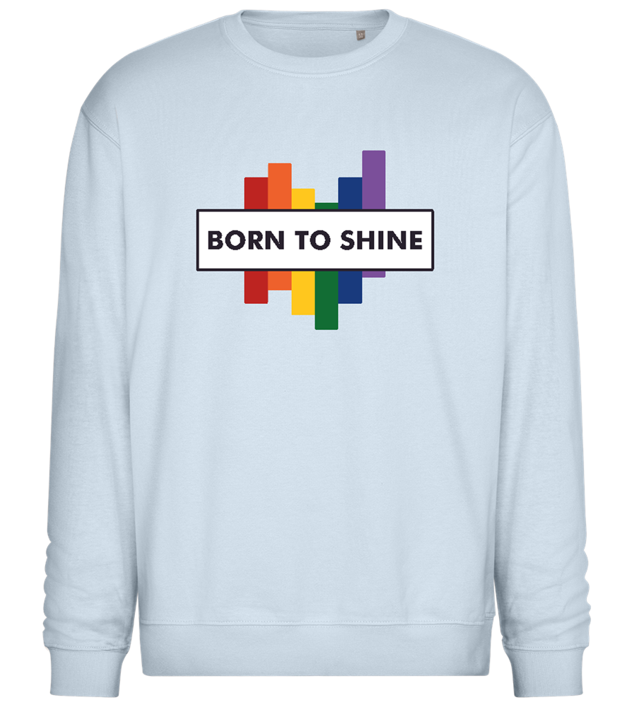 Born To Shine Rainbow Design - Comfort Essential Unisex Sweater_CREAMY BLUE_front