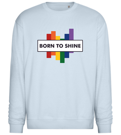 Born To Shine Rainbow Design - Comfort Essential Unisex Sweater_CREAMY BLUE_front