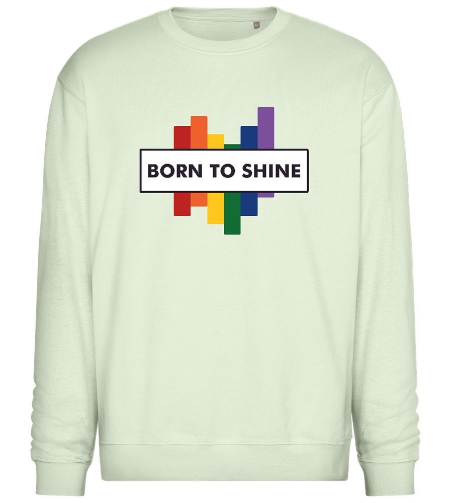 Born To Shine Rainbow Design - Comfort Essential Unisex Sweater_CREAMY GREEN_front