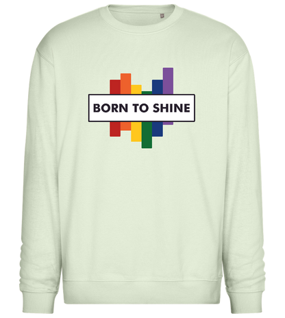 Born To Shine Rainbow Design - Comfort Essential Unisex Sweater_CREAMY GREEN_front