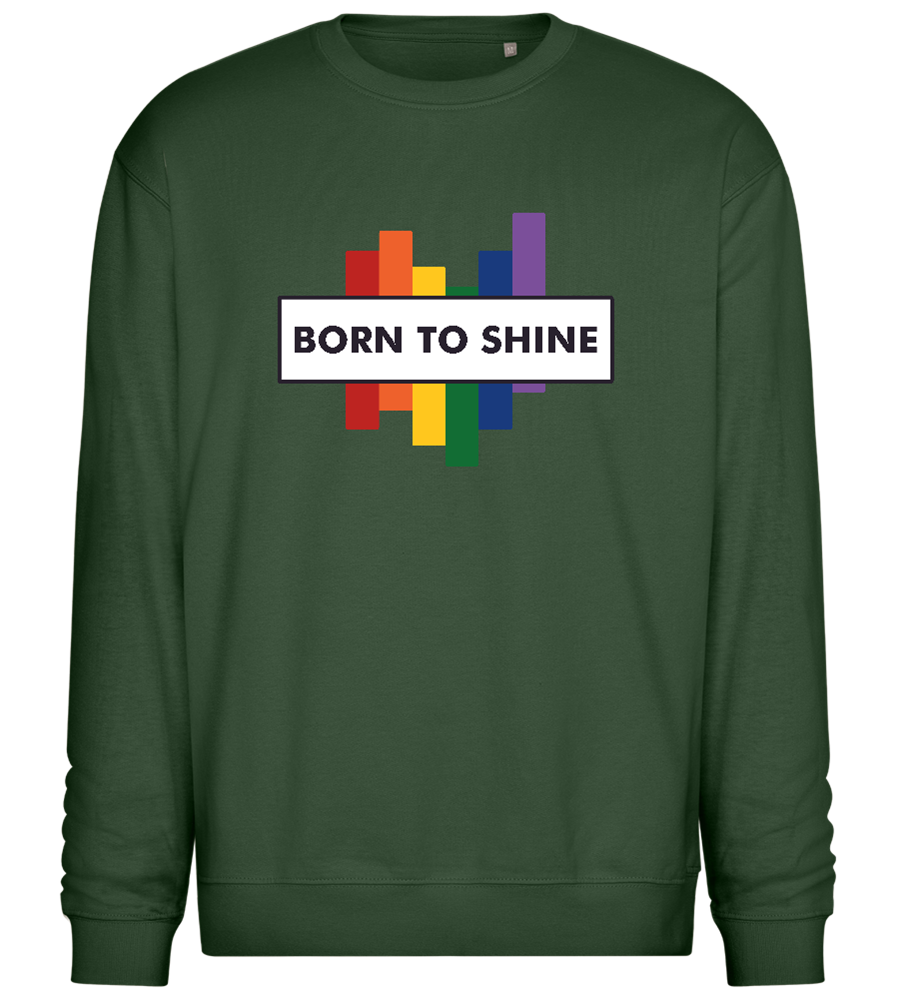 Born To Shine Rainbow Design - Comfort Essential Unisex Sweater_GREEN BOTTLE_front