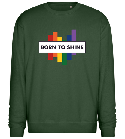 Born To Shine Rainbow Design - Comfort Essential Unisex Sweater_GREEN BOTTLE_front