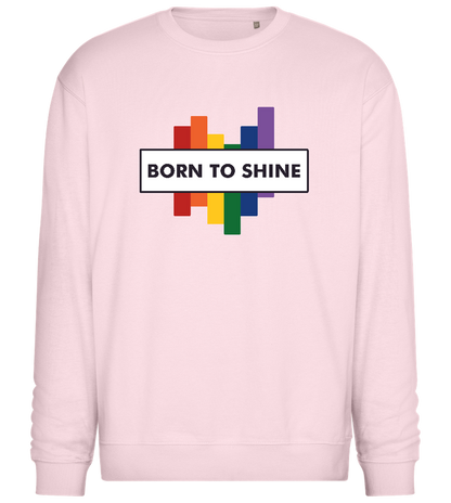 Born To Shine Rainbow Design - Comfort Essential Unisex Sweater_LIGHT PEACH ROSE_front