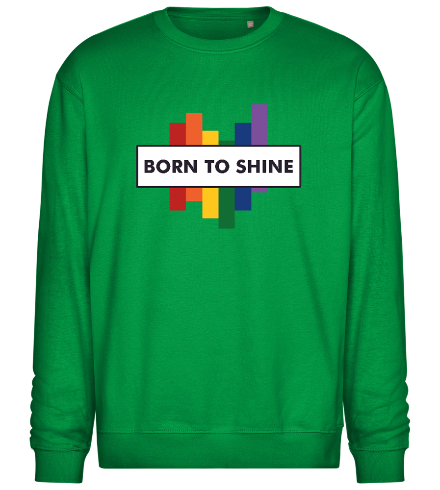 Born To Shine Rainbow Design - Comfort Essential Unisex Sweater_MEADOW GREEN_front