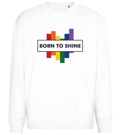 Born To Shine Rainbow Design - Comfort Essential Unisex Sweater_WHITE_front