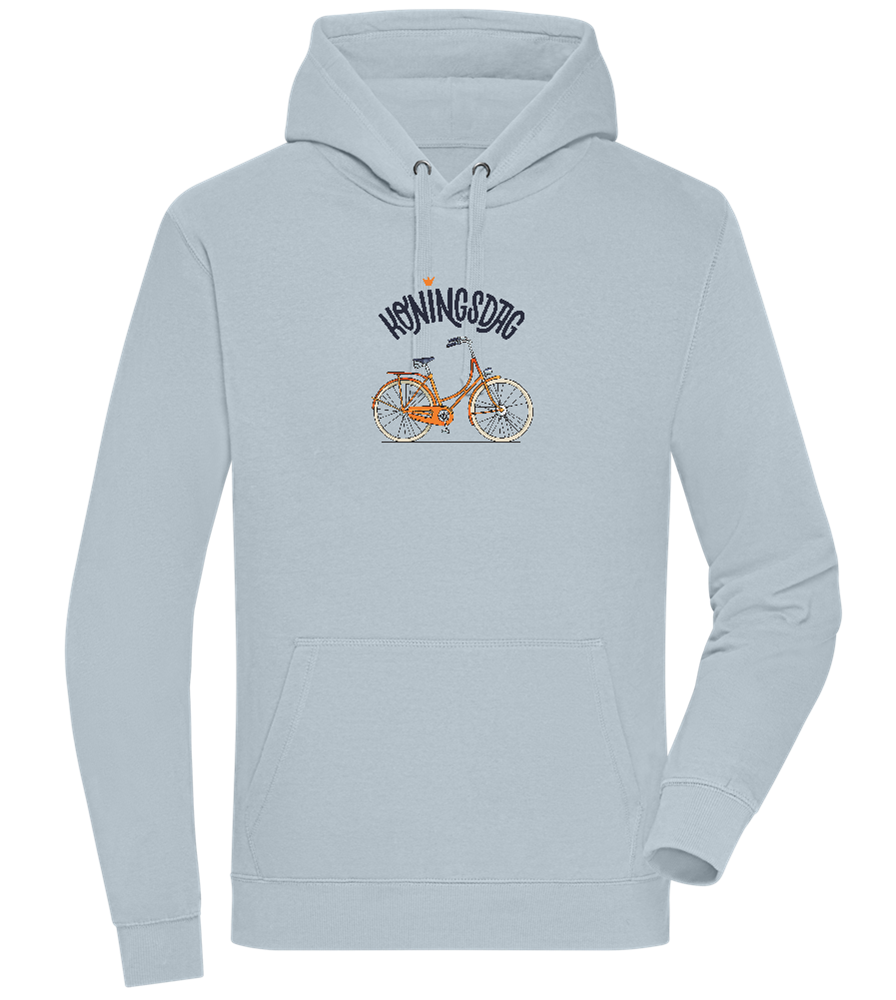 Koningsdag Oranje Fiets Design - Premium unisex hoodie_CREAMY BLUE_front