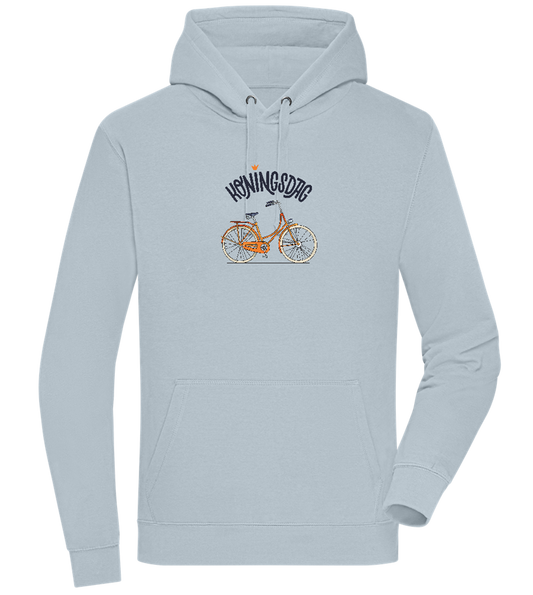 Koningsdag Oranje Fiets Design - Premium unisex hoodie_CREAMY BLUE_front