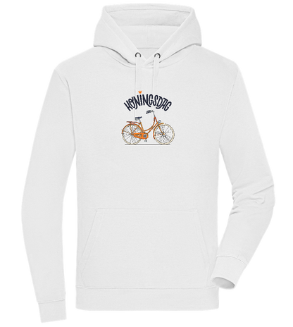 Koningsdag Oranje Fiets Design - Premium unisex hoodie_WHITE_front