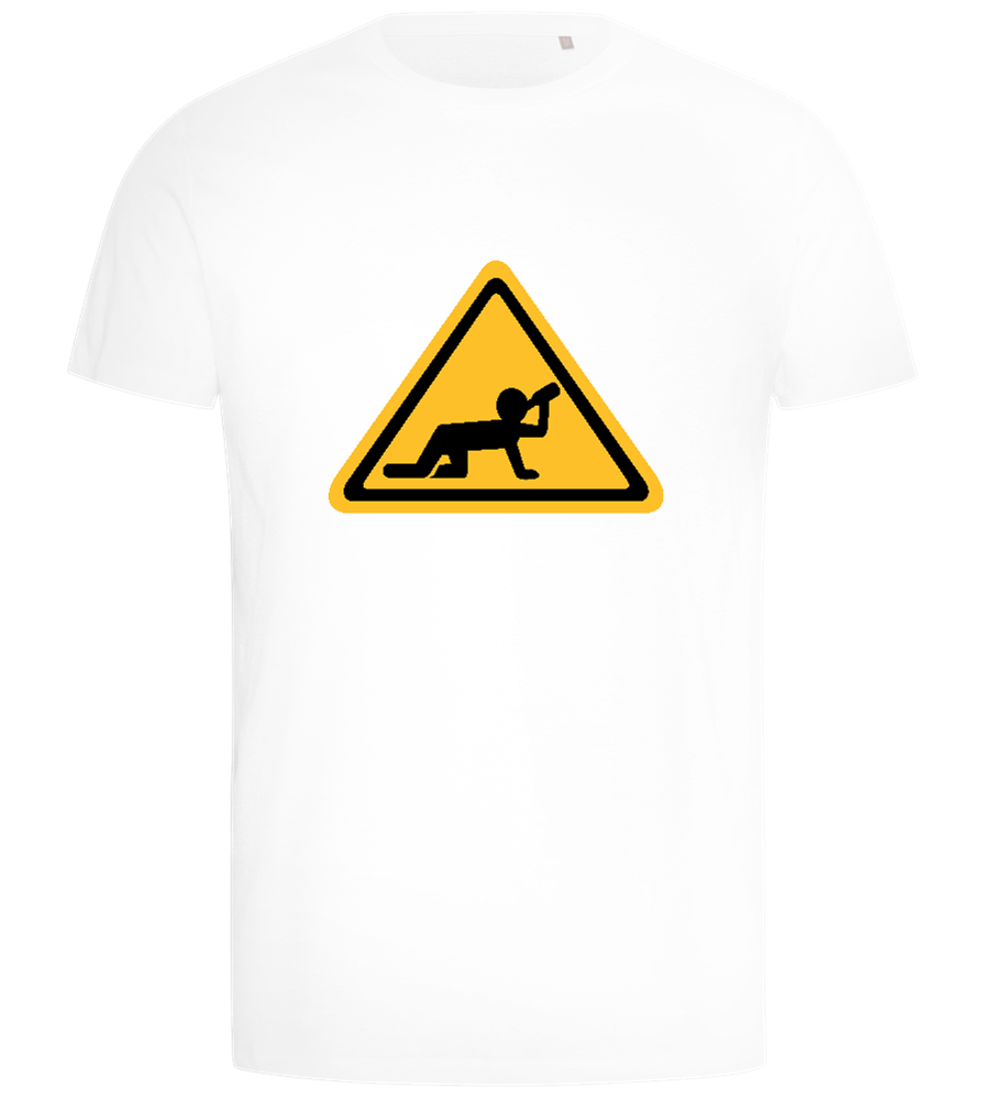 Drunk Warning Sign Design - Comfort men's t-shirt_WHITE_front