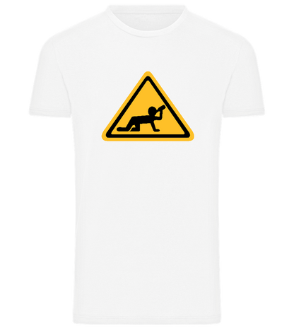 Drunk Warning Sign Design - Comfort men's t-shirt_WHITE_front