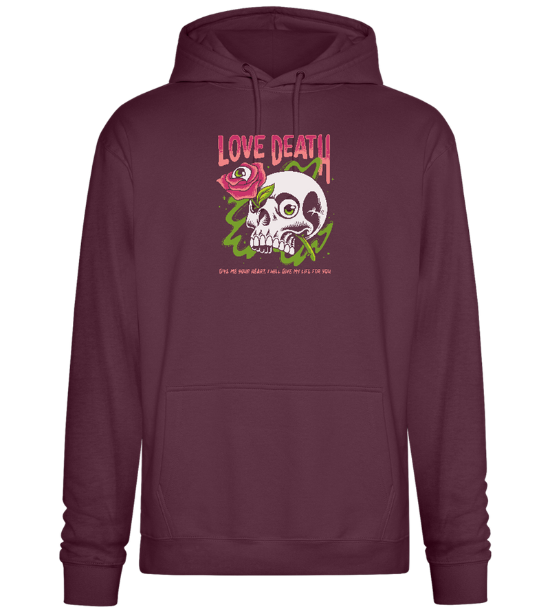 Skull Love Death Design - Premium Essential Unisex Hoodie_BORDEAUX_front