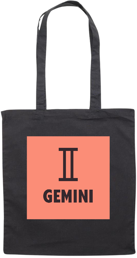 Zodiac Gemini Design - Premium colored cotton tote bag_BLACK_front