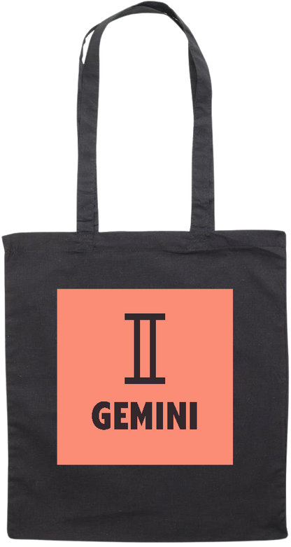 Zodiac Gemini Design - Premium colored cotton tote bag_BLACK_front