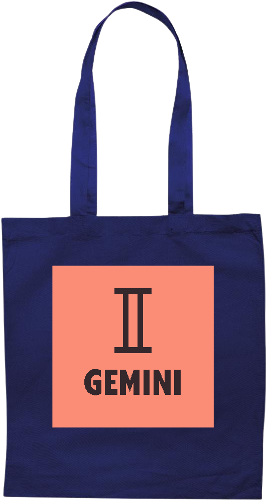 Zodiac Gemini Design - Premium colored cotton tote bag_BLUE_front