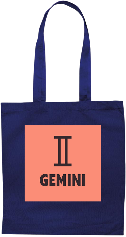 Zodiac Gemini Design - Premium colored cotton tote bag_BLUE_front