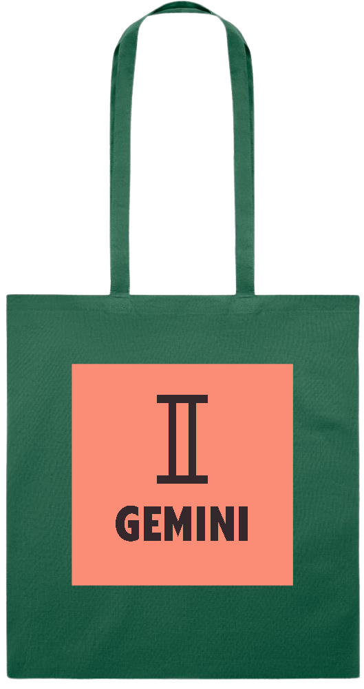 Zodiac Gemini Design - Premium colored cotton tote bag_DARK GREEN_front