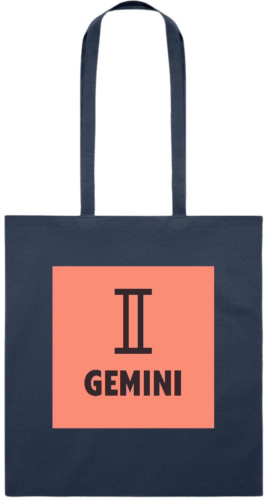 Zodiac Gemini Design - Premium colored cotton tote bag_FRENCH NAVY_front