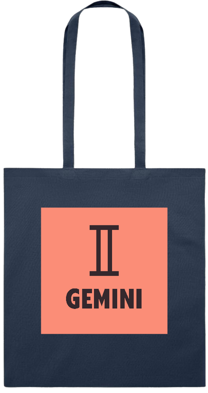 Zodiac Gemini Design - Premium colored cotton tote bag_FRENCH NAVY_front