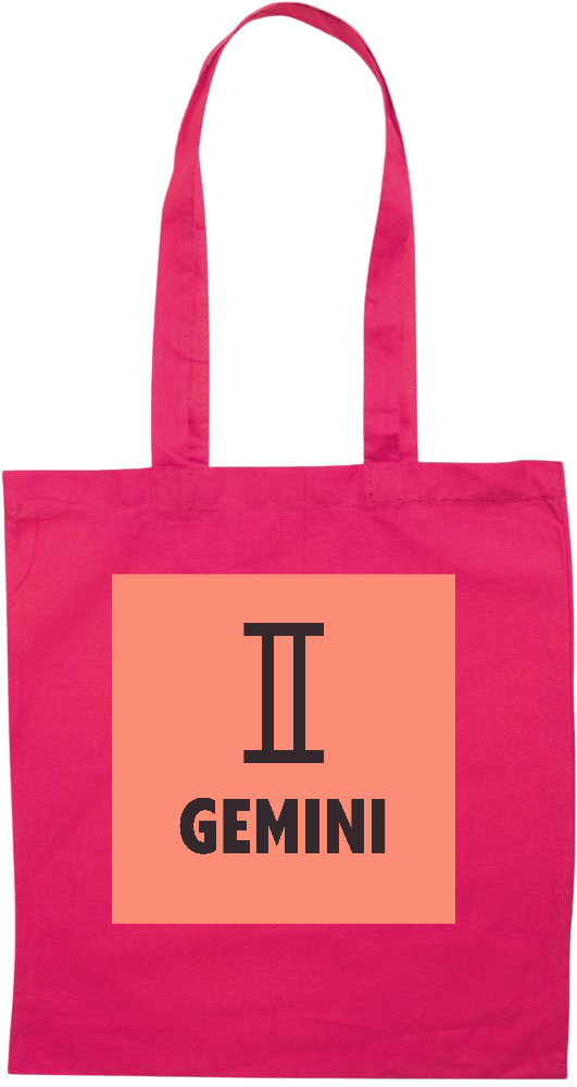 Zodiac Gemini Design - Premium colored cotton tote bag_FUCHSIA_front