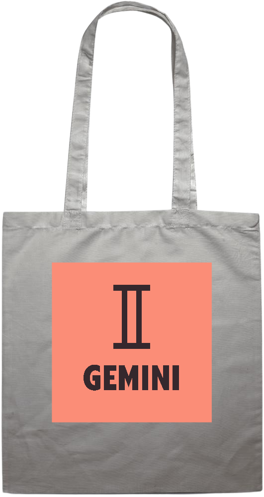 Zodiac Gemini Design - Premium colored cotton tote bag_GREY_front