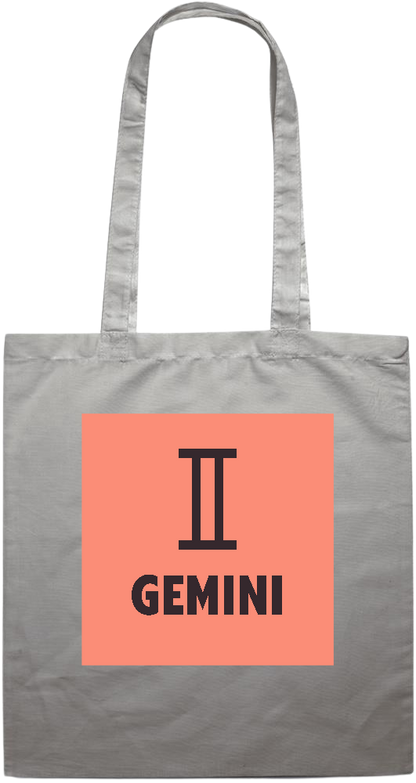 Zodiac Gemini Design - Premium colored cotton tote bag_GREY_front