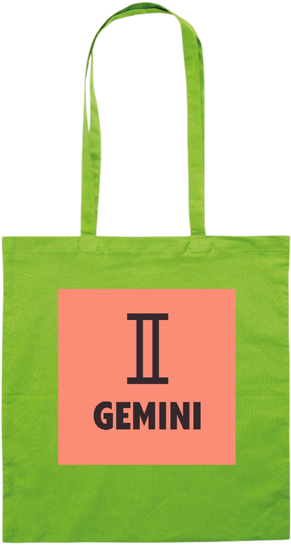 Zodiac Gemini Design - Premium colored cotton tote bag_LIME_front