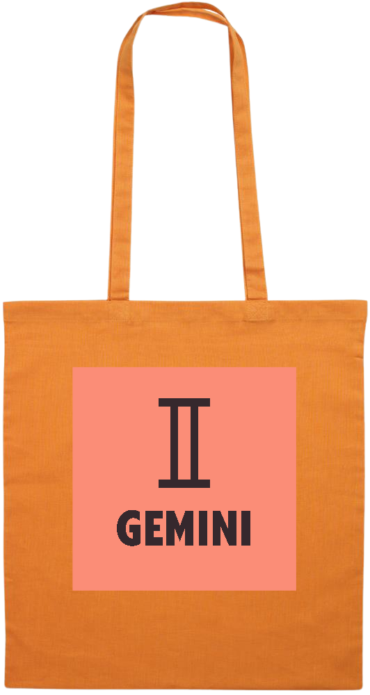 Zodiac Gemini Design - Premium colored cotton tote bag_ORANGE_front