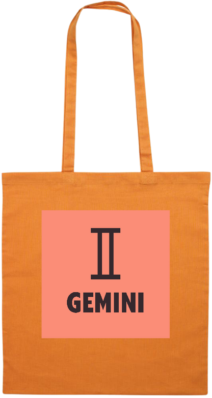 Zodiac Gemini Design - Premium colored cotton tote bag_ORANGE_front