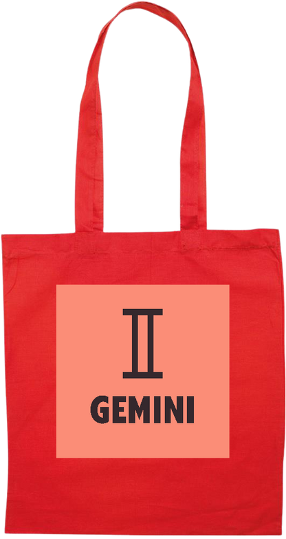 Zodiac Gemini Design - Premium colored cotton tote bag_RED_front