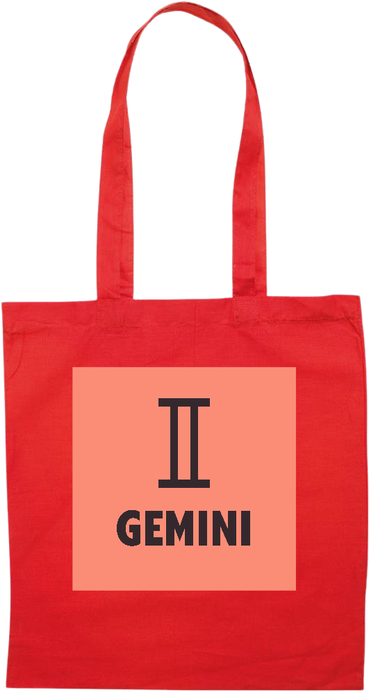 Zodiac Gemini Design - Premium colored cotton tote bag_RED_front