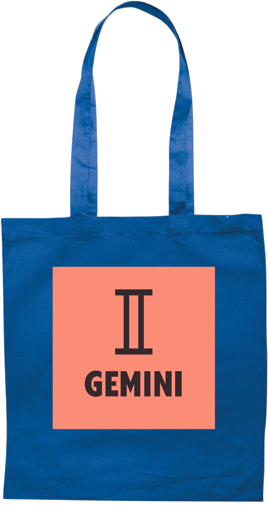 Zodiac Gemini Design - Premium colored cotton tote bag_ROYAL BLUE_front