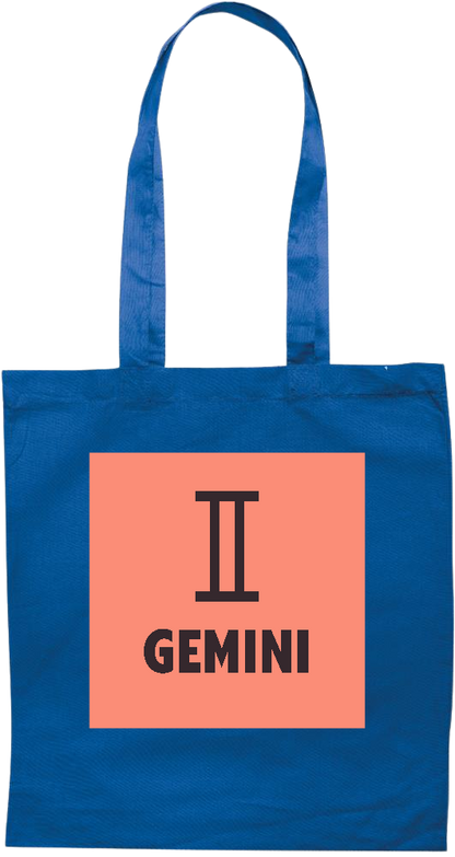 Zodiac Gemini Design - Premium colored cotton tote bag_ROYAL BLUE_front