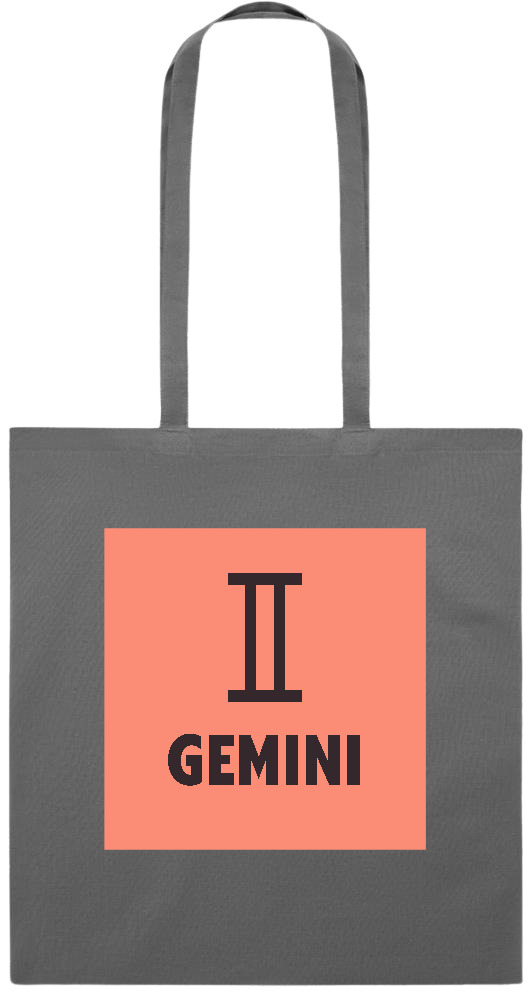 Zodiac Gemini Design - Premium colored cotton tote bag_STONE GREY_front