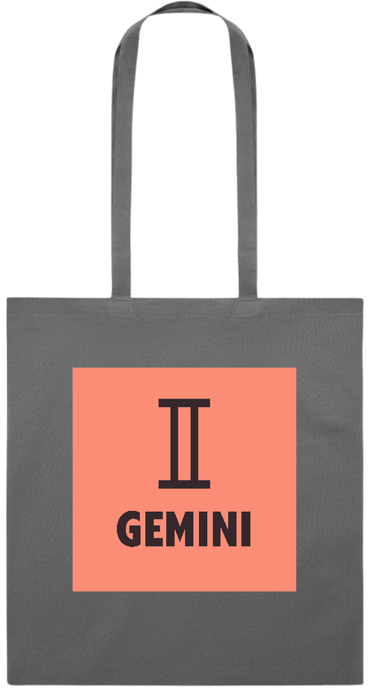 Zodiac Gemini Design - Premium colored cotton tote bag_STONE GREY_front