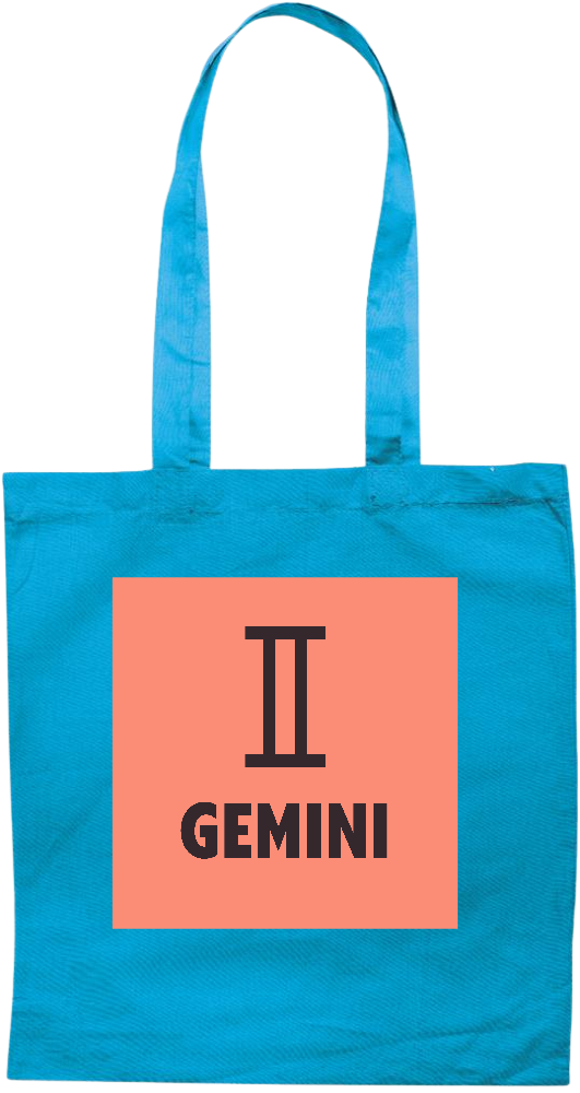 Zodiac Gemini Design - Premium colored cotton tote bag_TURQUOISE_front