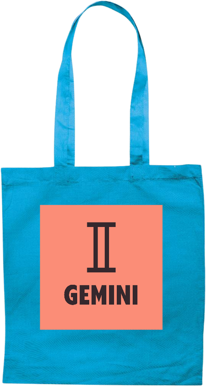 Zodiac Gemini Design - Premium colored cotton tote bag_TURQUOISE_front