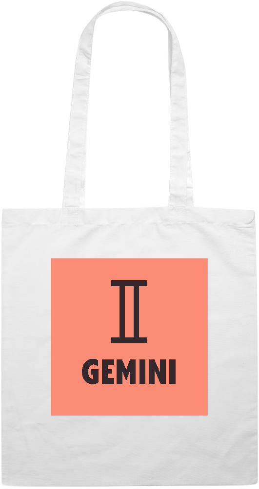 Zodiac Gemini Design - Premium colored cotton tote bag_WHITE_front