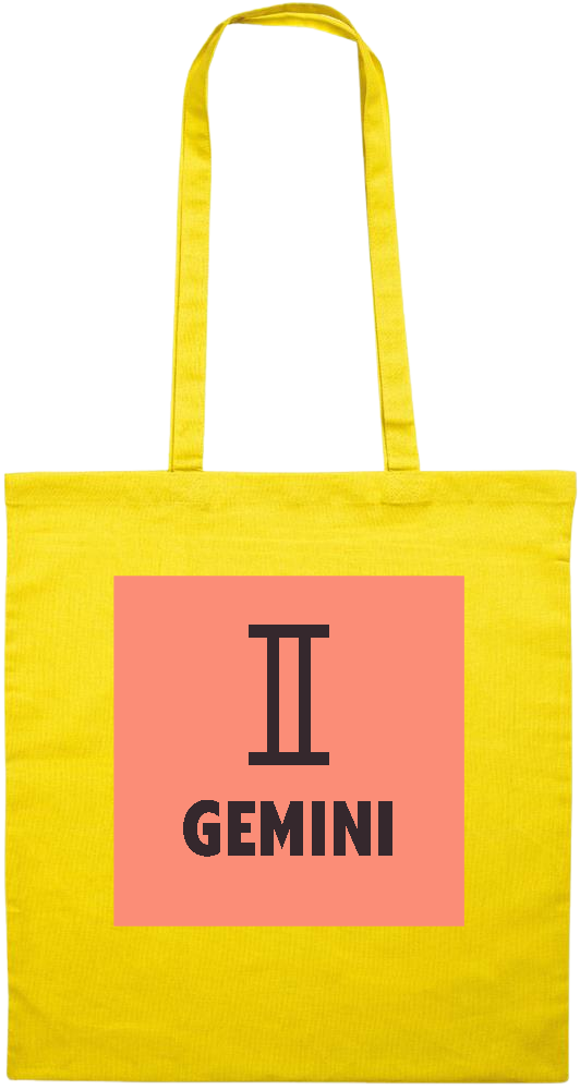 Zodiac Gemini Design - Premium colored cotton tote bag_YELLOW_front