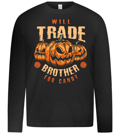 Will Trade Brother Halloween Design - Premium kids long sleeve t-shirt_DEEP BLACK_front