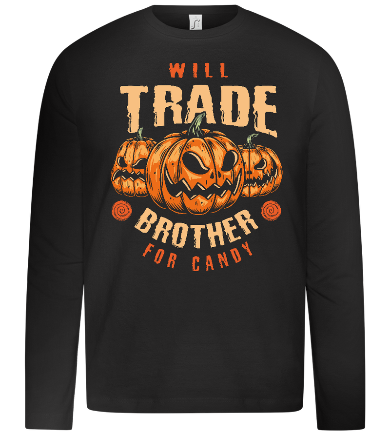 Will Trade Brother Halloween Design - Premium kids long sleeve t-shirt_DEEP BLACK_front