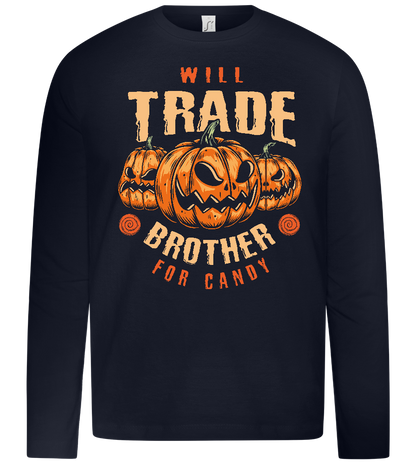 Will Trade Brother Halloween Design - Premium kids long sleeve t-shirt_FRENCH NAVY_front