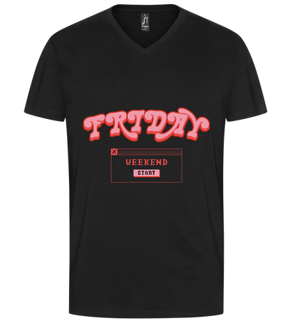 Friday Weekend Design - Premium men's v-neck t-shirt_DEEP BLACK_front