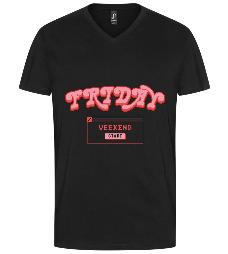 Friday Weekend Design - Premium men's v-neck t-shirt_DEEP BLACK_front