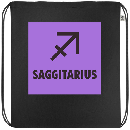 Zodiac Saggitarius Design - Premium colored organic cotton drawstring bag_BLACK_front