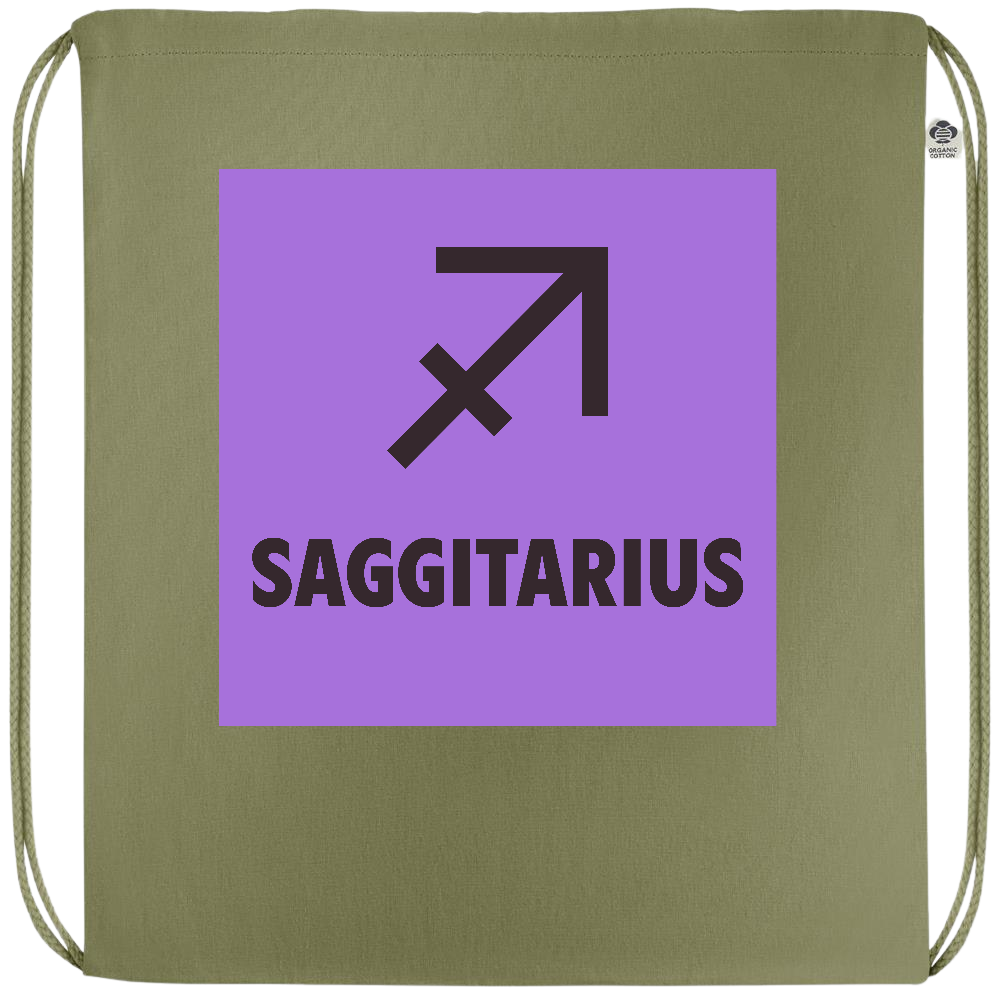 Zodiac Saggitarius Design - Premium colored organic cotton drawstring bag_GREEN_front